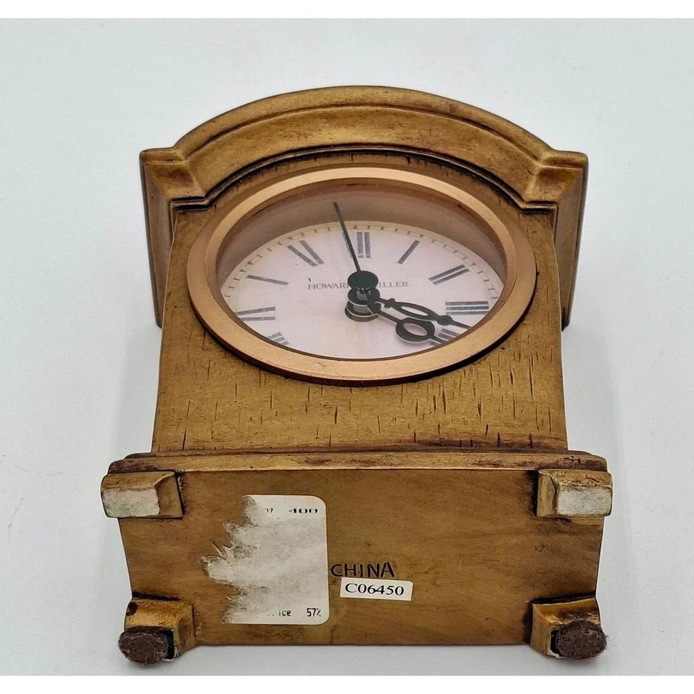Howard Miller Mantel Clock Roman Numeral Wood Grain Finish Desk Clock C06450